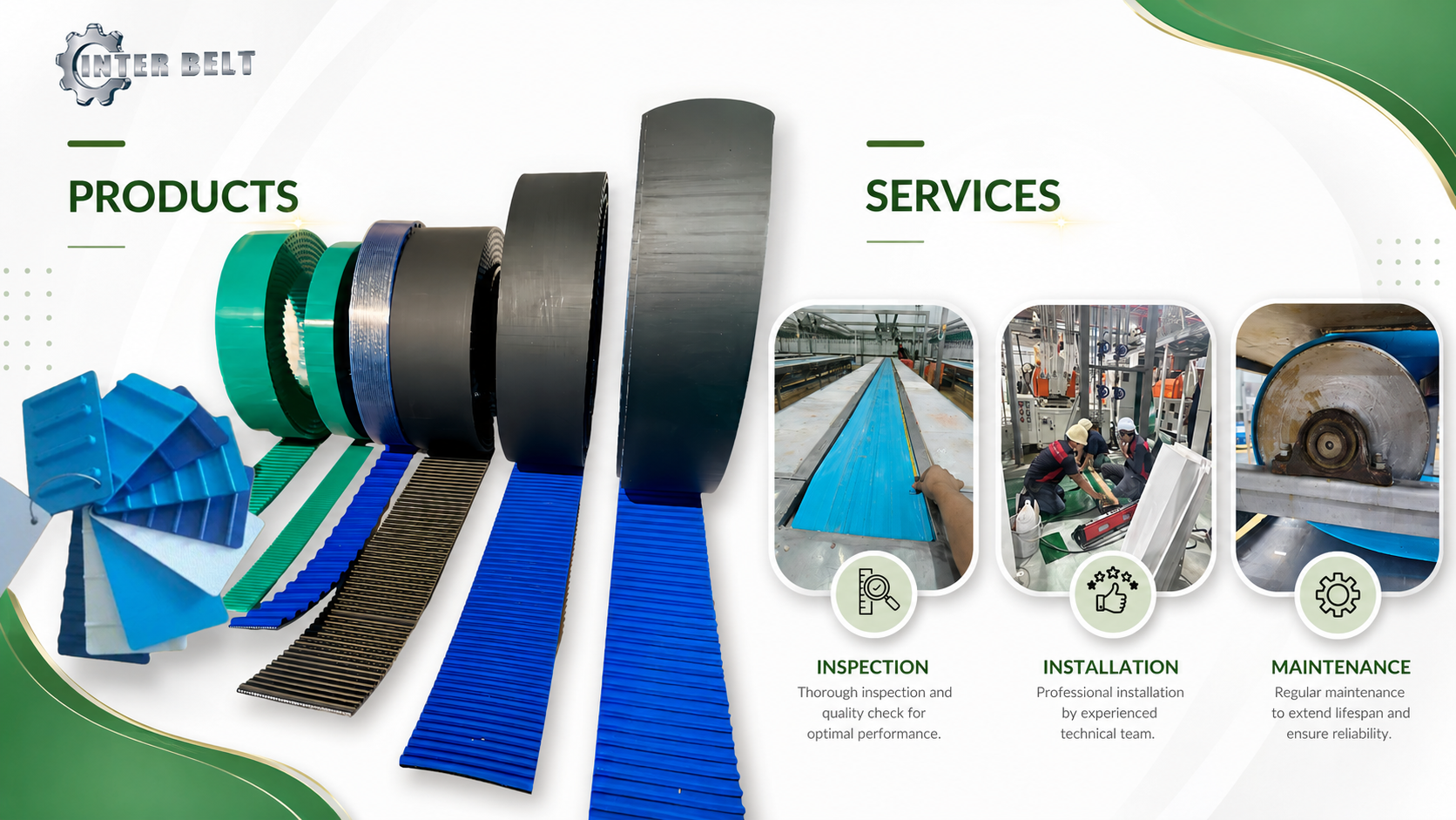 Full service industrial belt support